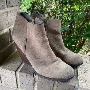 Very Volatile Taupe Suede Ankle Booties